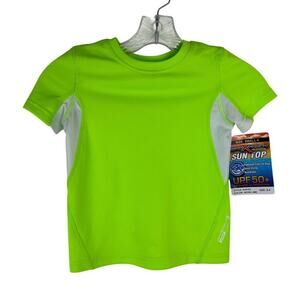 ZeroXposur Youth Rash Guard Swim Shirt Sun Top Size 4 Neon Green UPF 50+